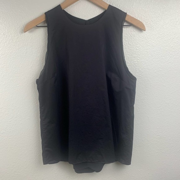 Alexis Black Sleeveless Structured Top Pleated Back Detail 100% Cotton Lined